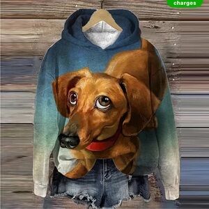 Charming Dachshund dog print (L) Women's Hoodie